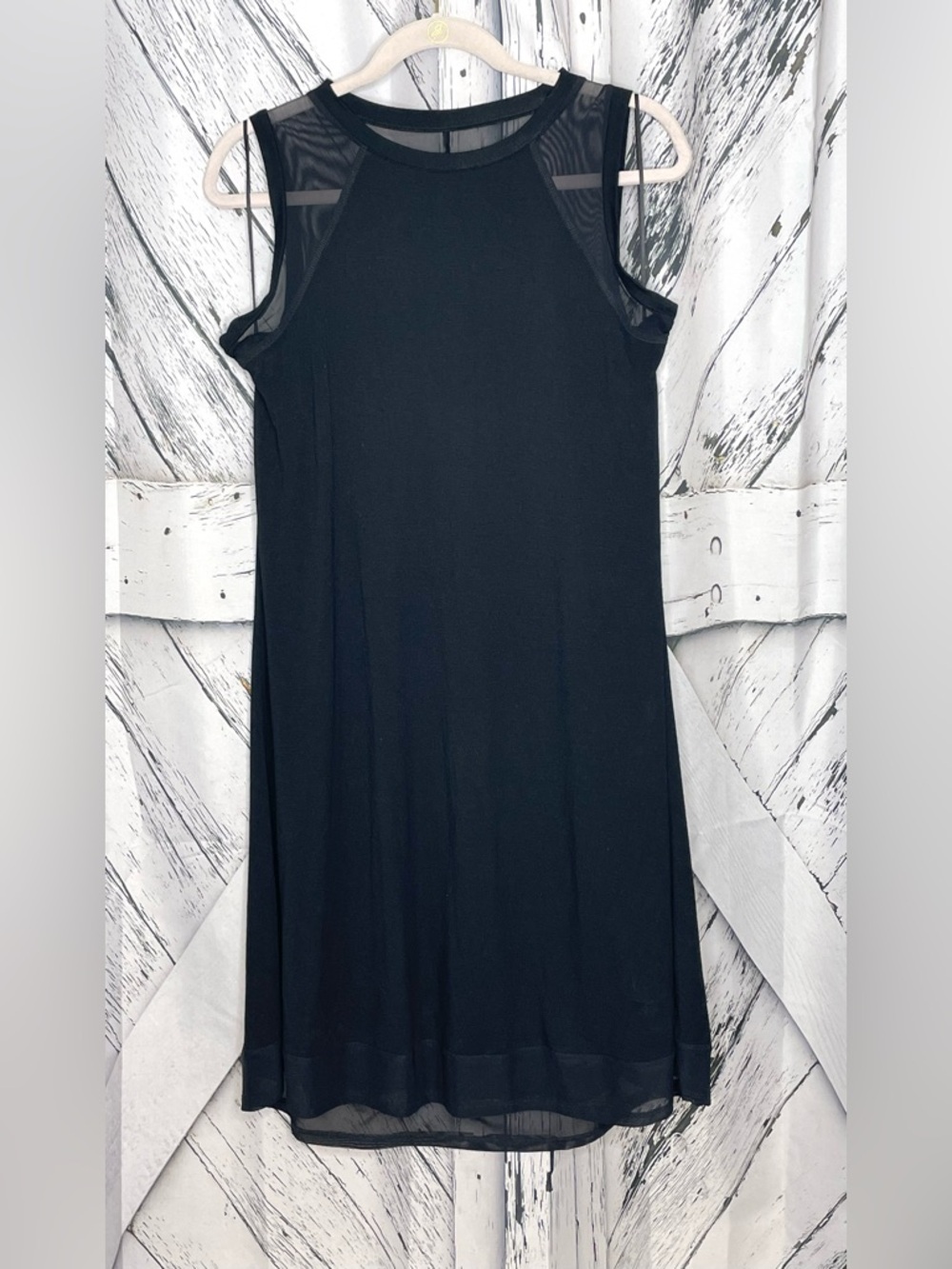 Neiman Marcus Black Dress with Mesh Trim L